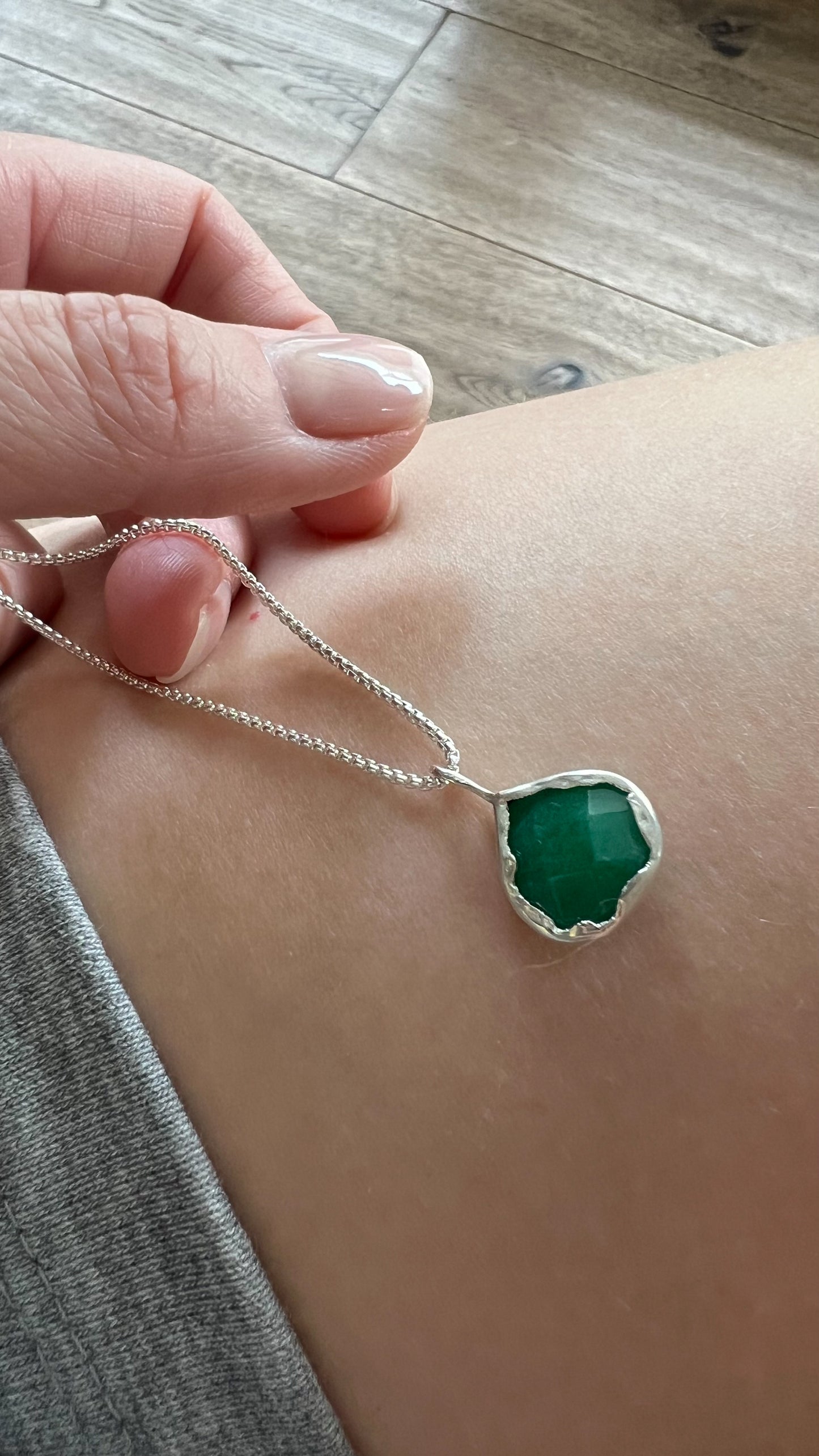 Collana GOCCIA GIADA VERDE