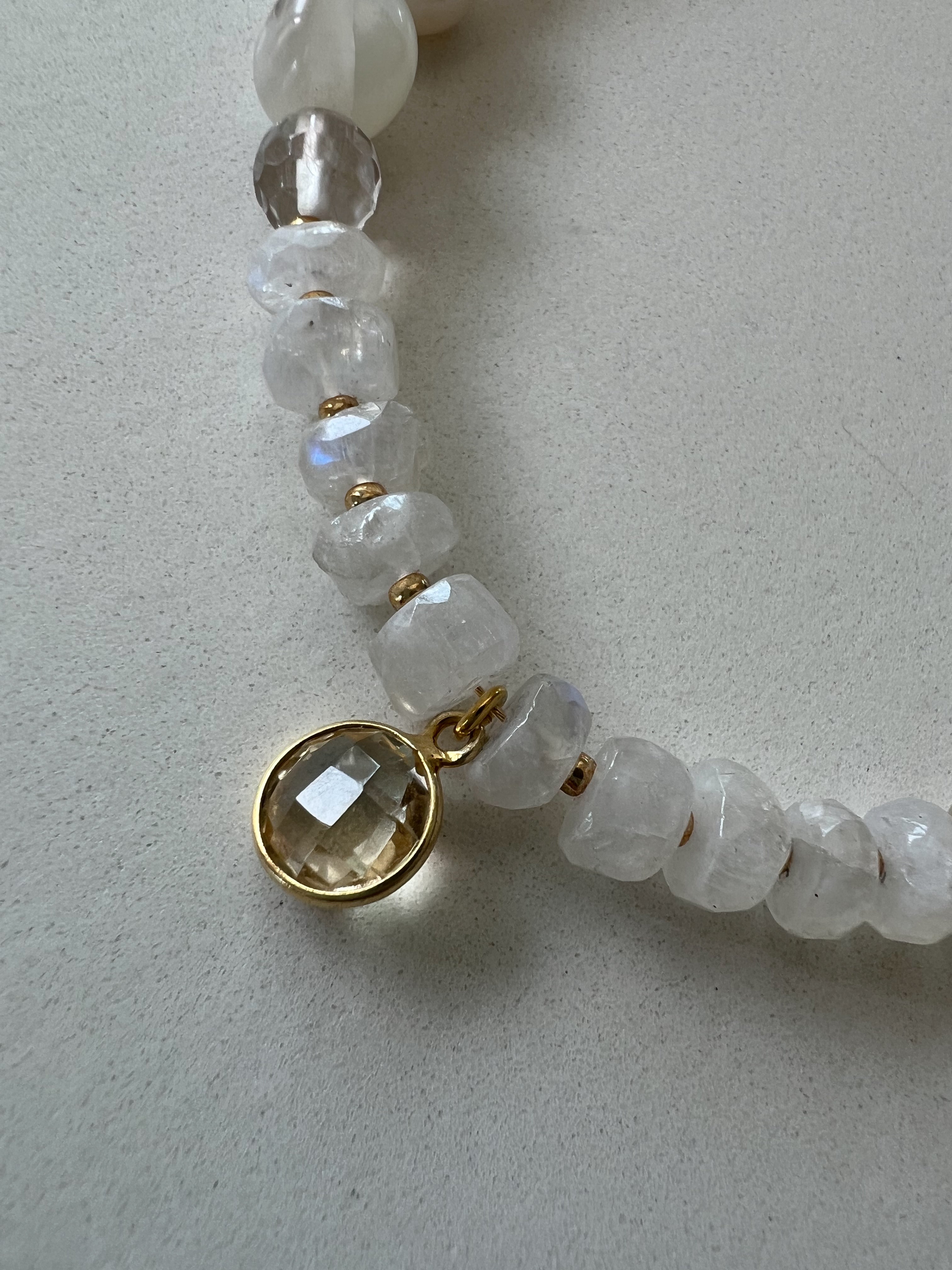 Bracciale Argento 925 Con Pietra Di Luna E Zirconi – Design Luna E Stella, Regolabile, In Scatola Regalo, Gioiello Celeste Per Donna