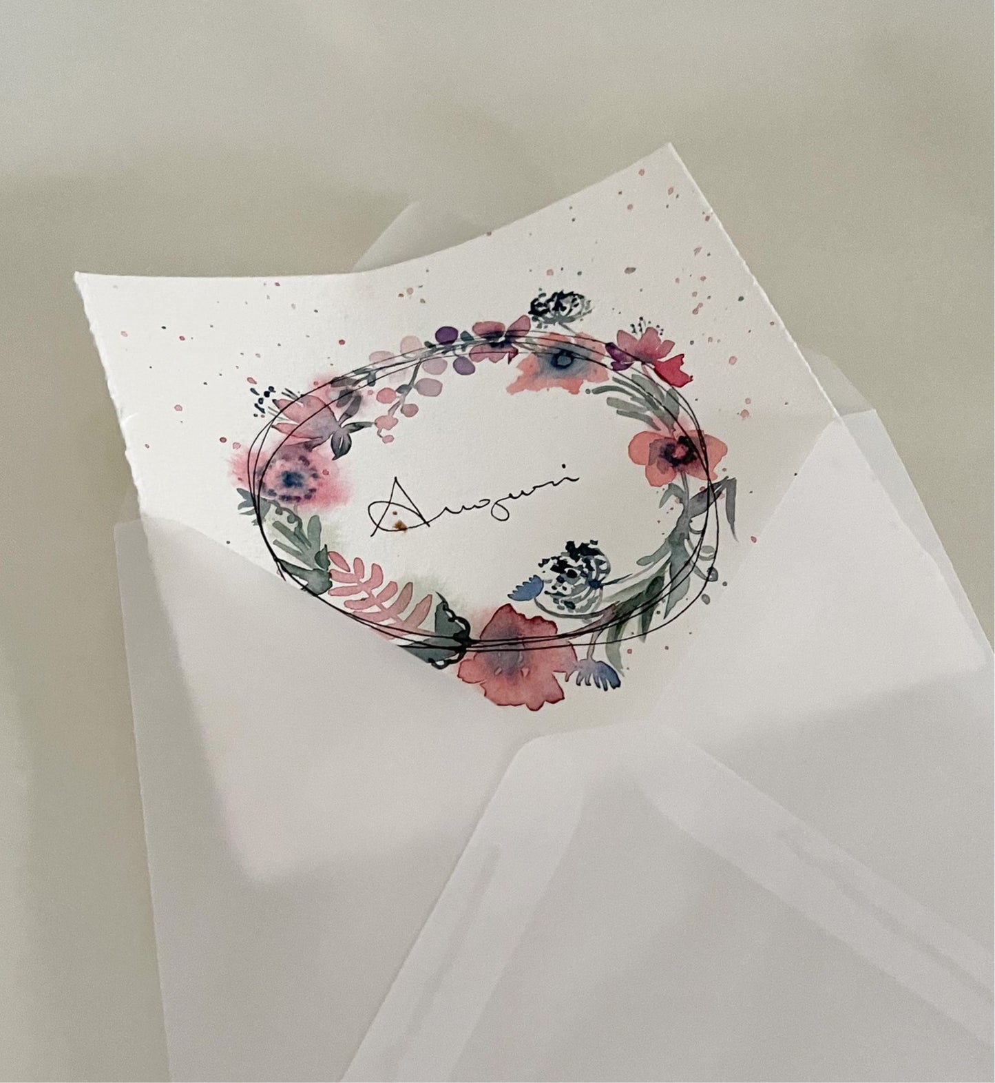 Biglietto auguri dipinto a mano - GHIRLANDA EDEF