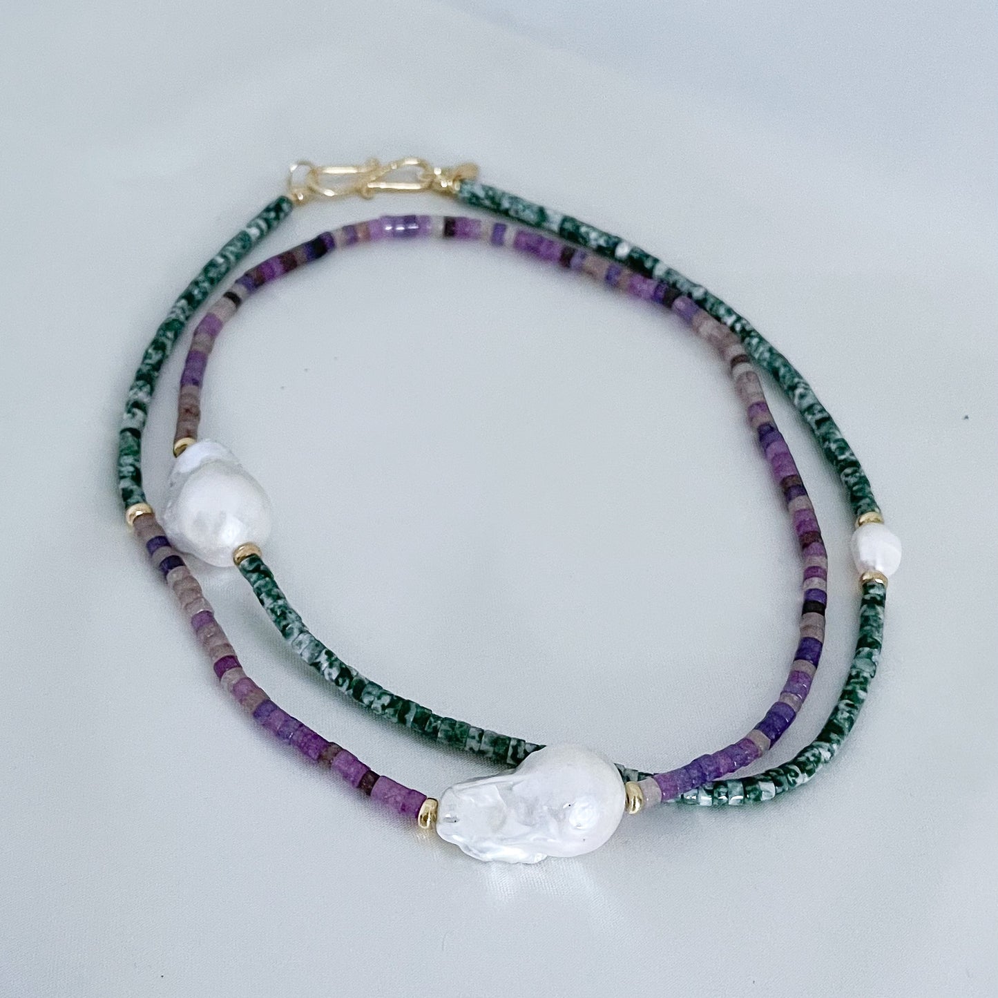 Collana Big perla VIOLA/VERDE-BIANCO