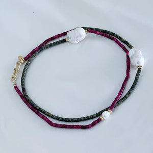 Collana Big perla VINACCIA/VERDE MILITARE
